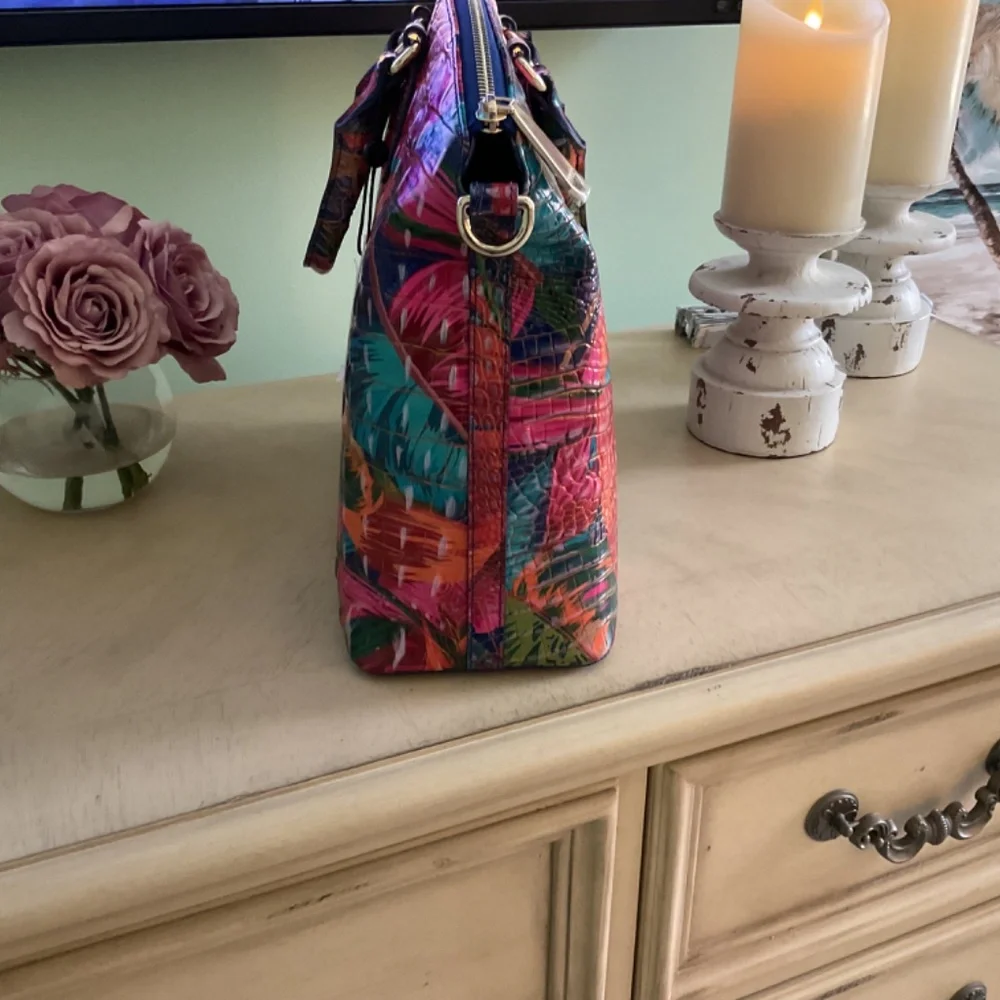 NWT Brahmin Large Duxbury Satchel Lush Melbourne Leather New Tropical - Picture 3 of 4